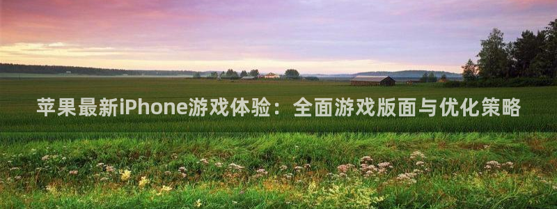 多彩娱乐线路测试：苹果最新iPhone游戏体验：全面游戏版面